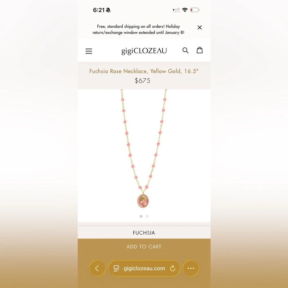 Gigi Rose Pink and Gold Necklace - Picture 6 of 6